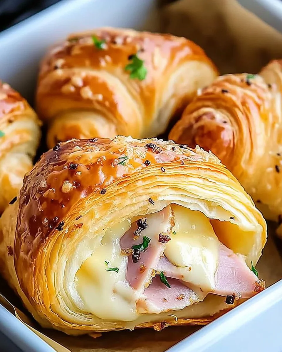 Baked Ham and Cheese Croissants Baked