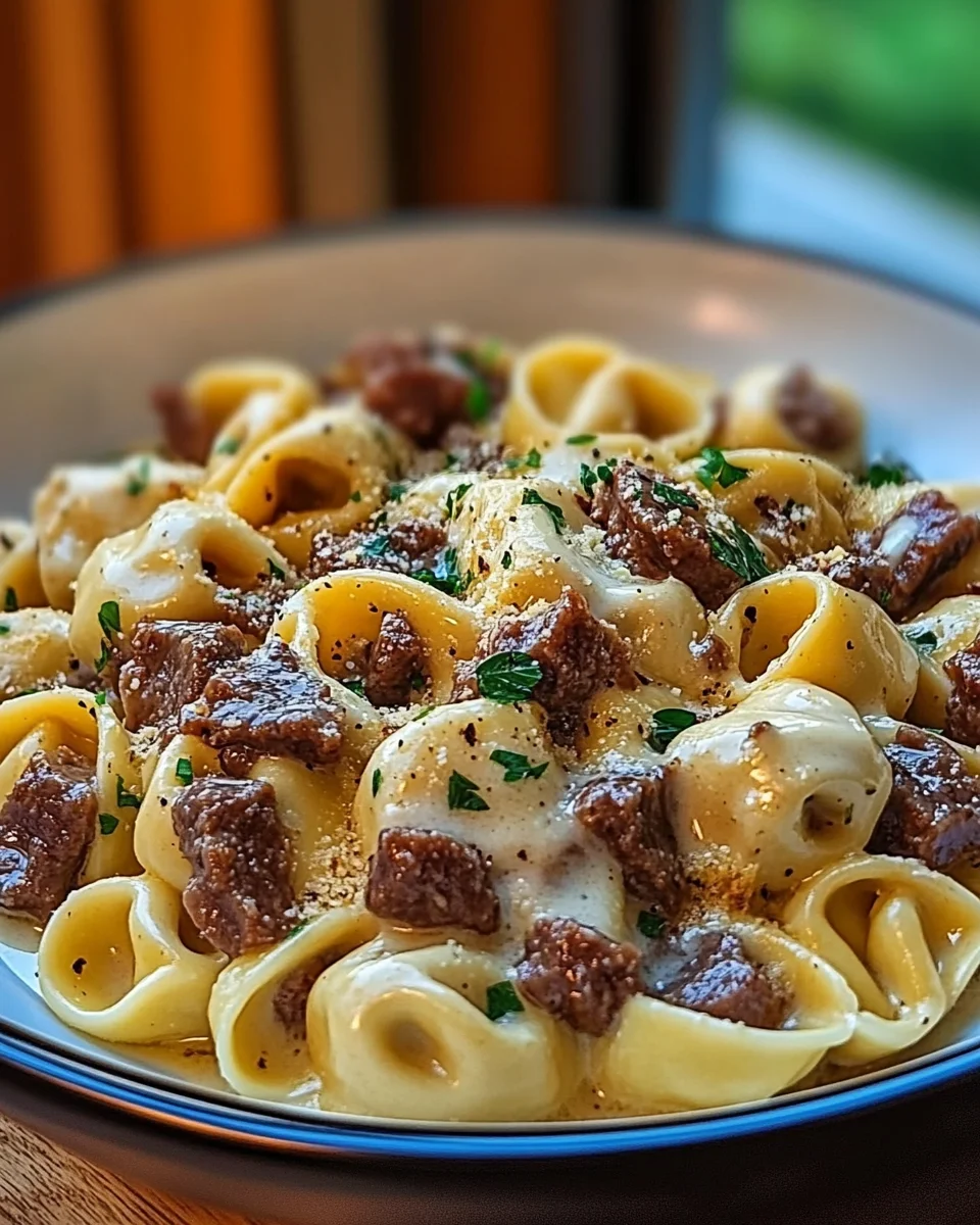 Cheesesteak Tortellini in Rich Provolone Sauce Cheesesteak