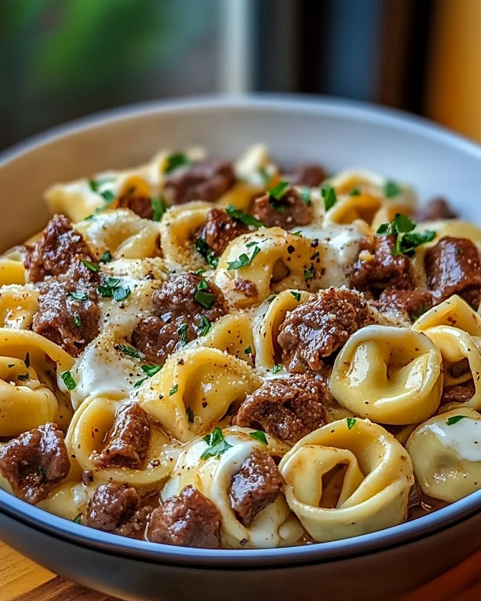 Cheesesteak Tortellini in Rich Provolone Sauce Cheesesteak