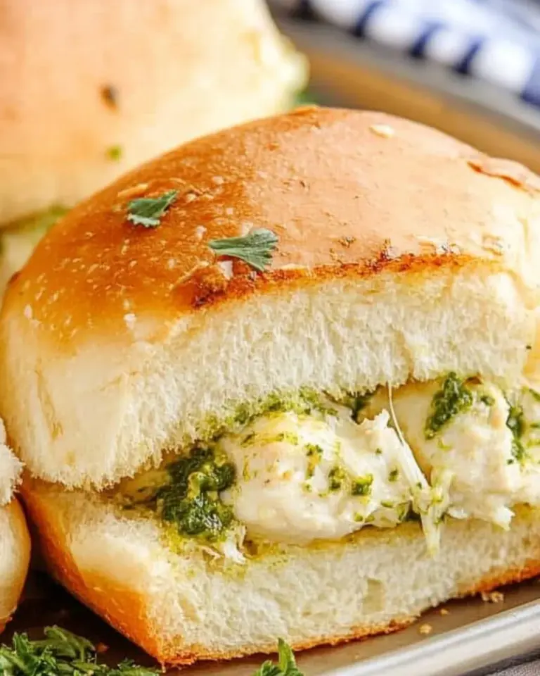 Cheesy Garlic Pesto Chicken Sliders
