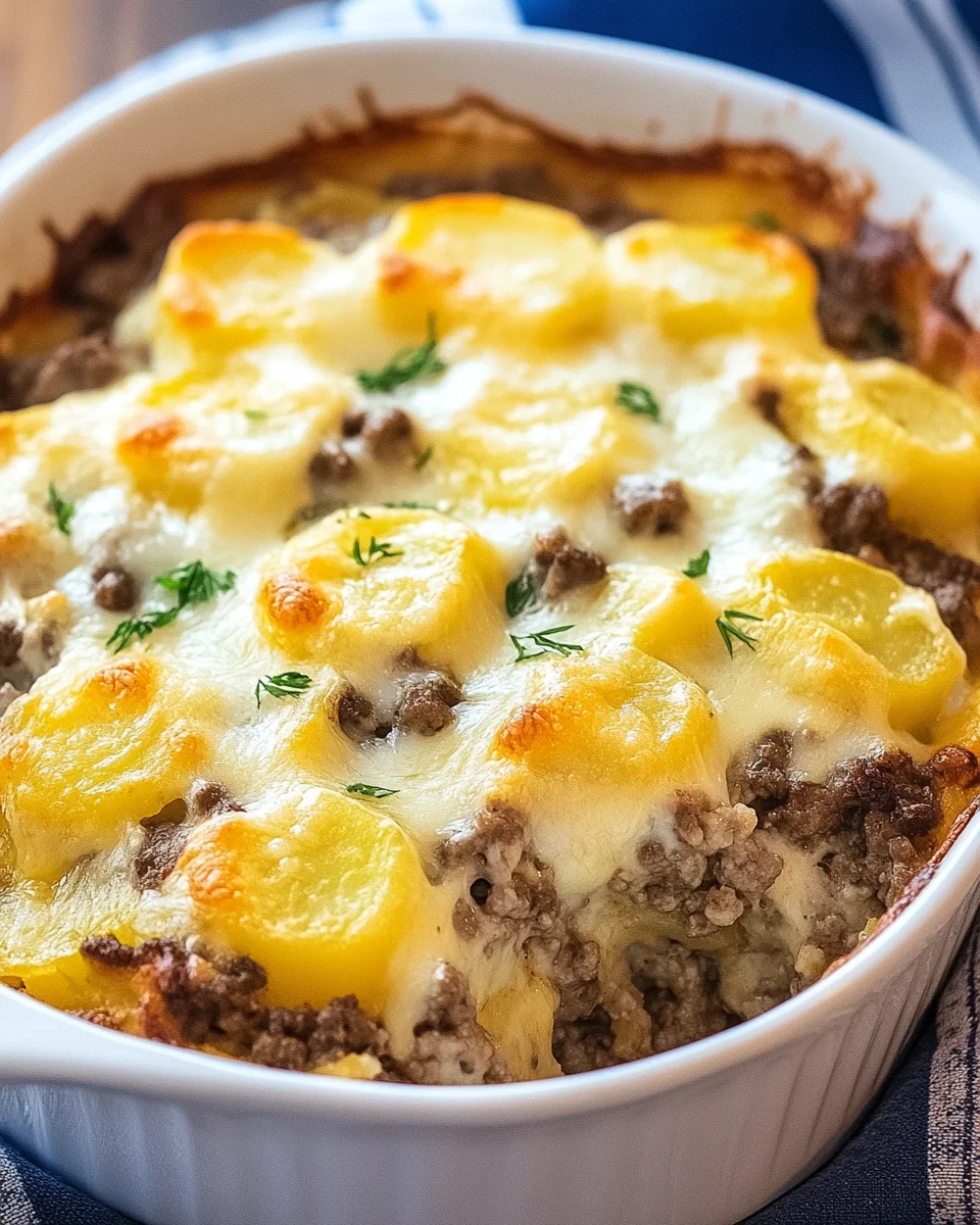 Cheesy Hamburger Potato Casserole Cheesy