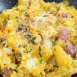 Cheesy Potato Egg Scramble
