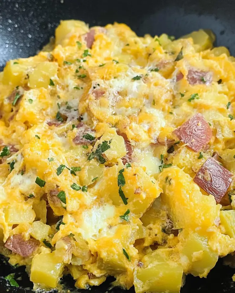 Cheesy Potato Egg Scramble