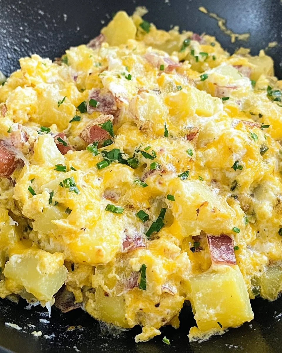 Cheesy Potato Egg Scramble Cheesy