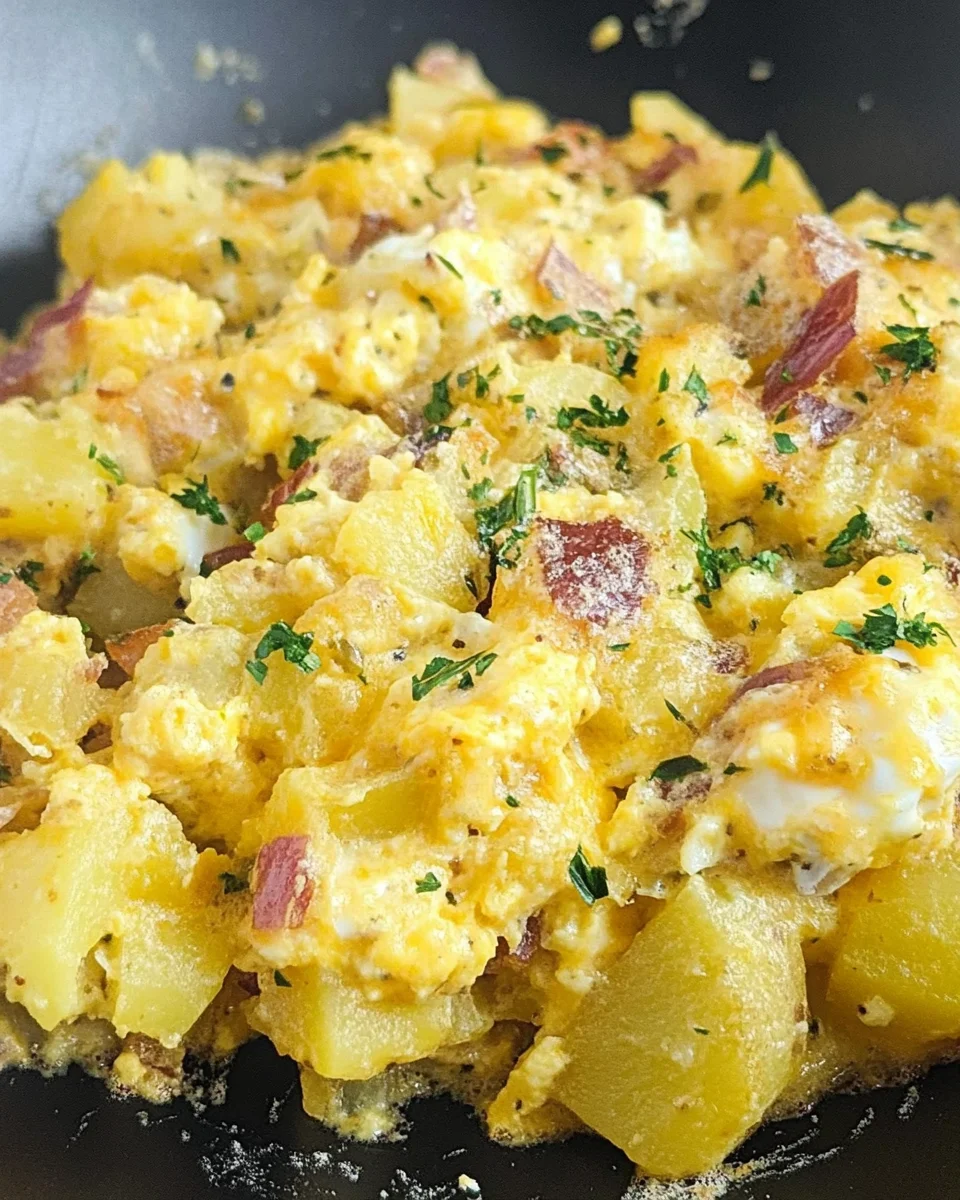 Cheesy Potato Egg Scramble Cheesy