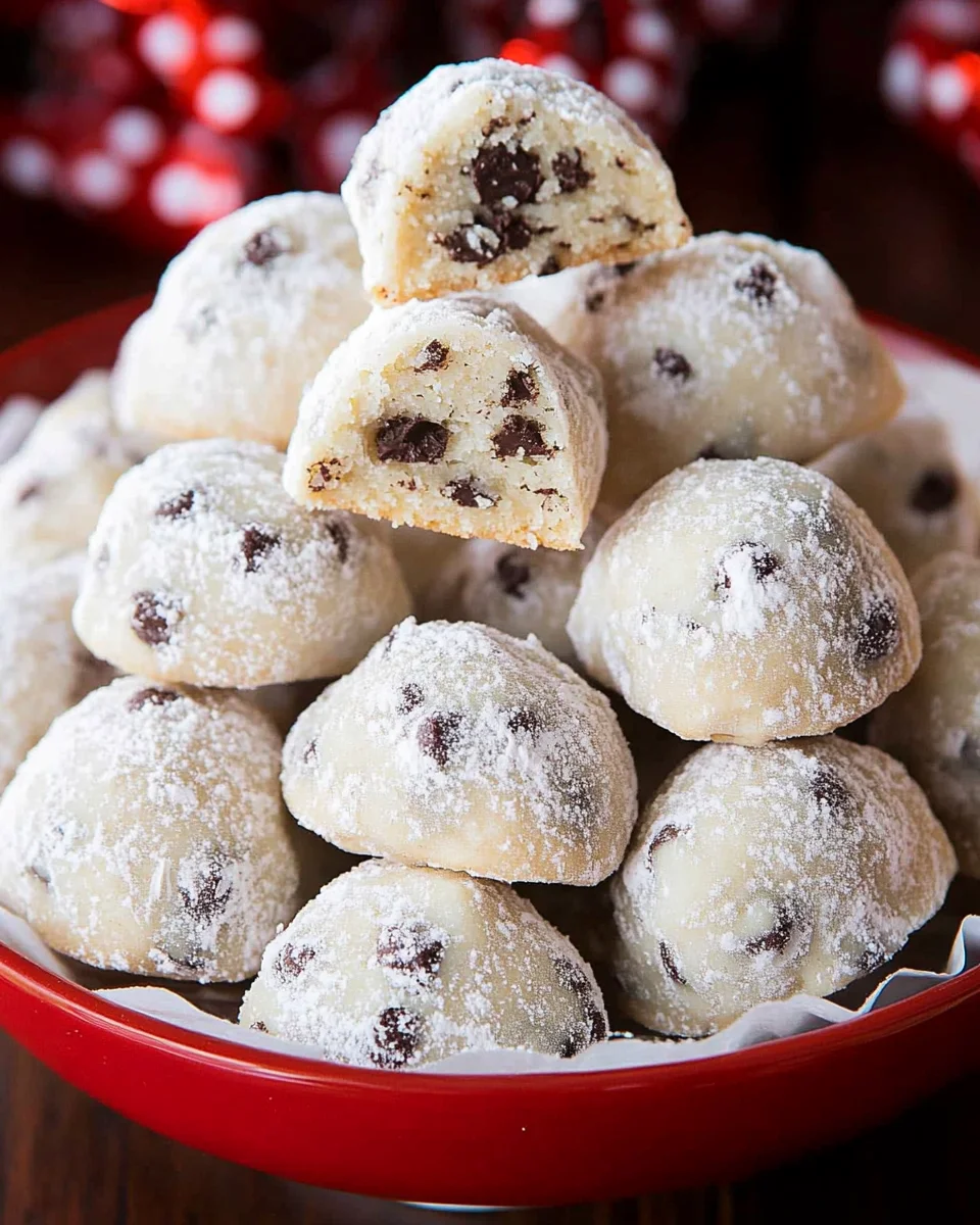 Chocolate Chip Snowball Cookies Chocolate