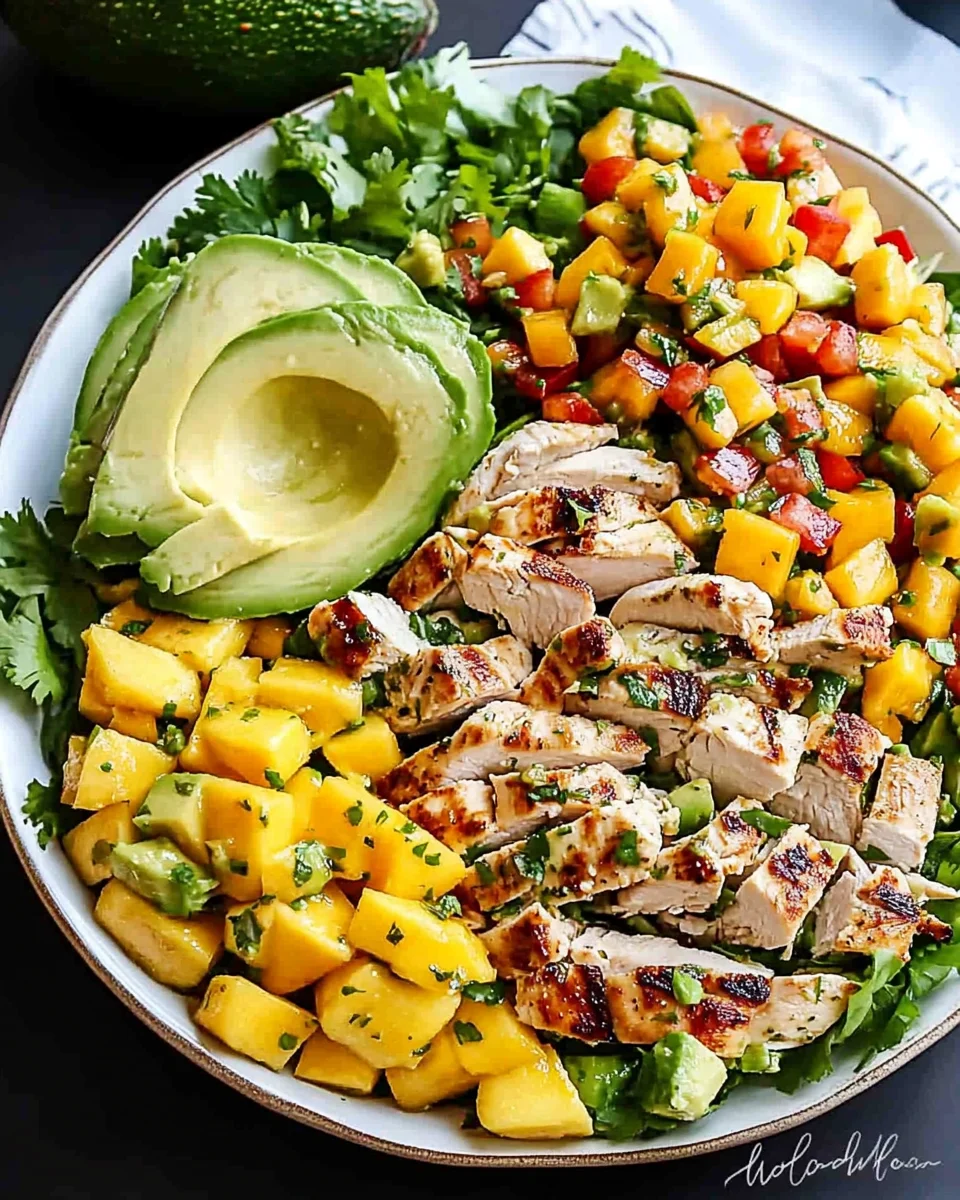 Cilantro Lime Chicken Salad with Mango Avocado Salsa