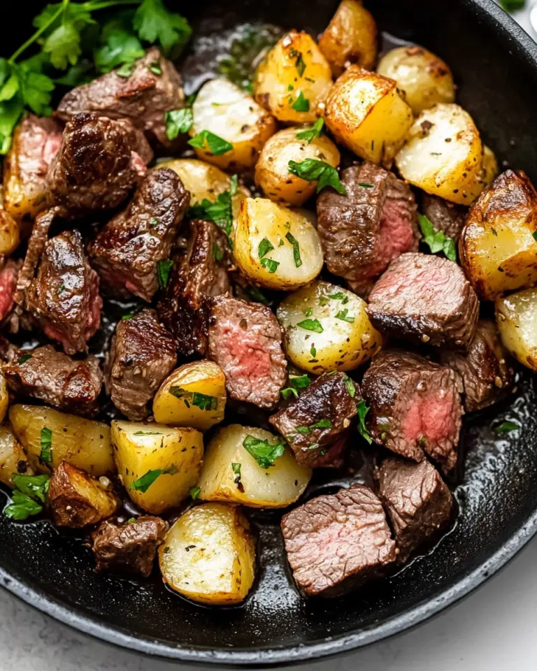 Creamy Garlic Butter Steak Bites and Potatoes