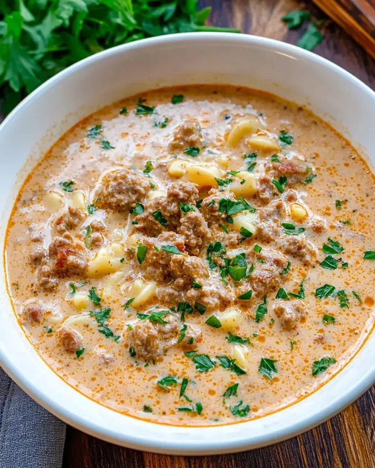 Creamy Parmesan Italian Sausage Ditalini Soup