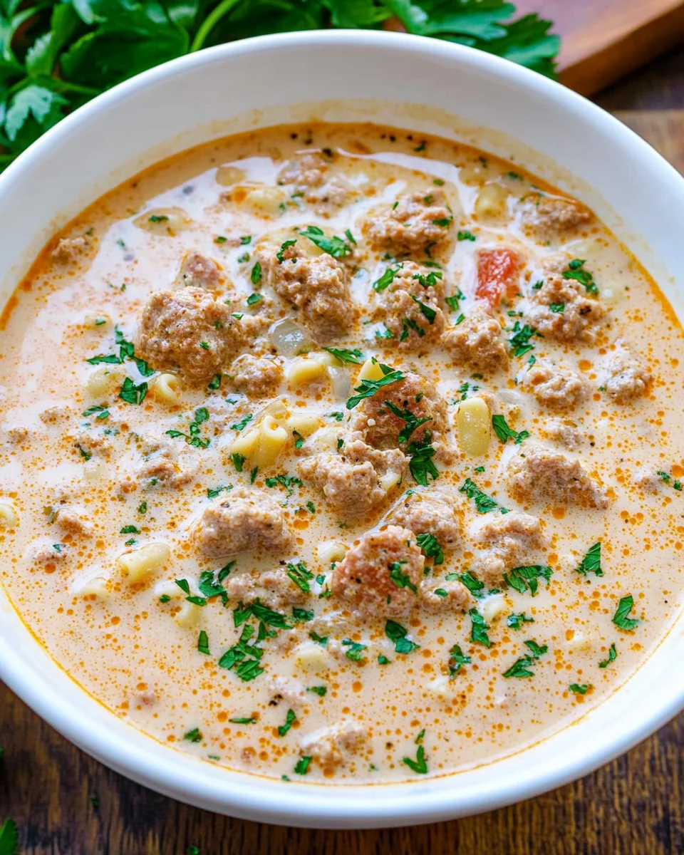 Creamy Parmesan Italian Sausage Ditalini Soup Creamy
