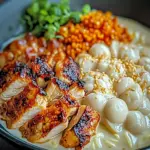 Fiery Chicken Ramen with Creamy Garlic Sauce