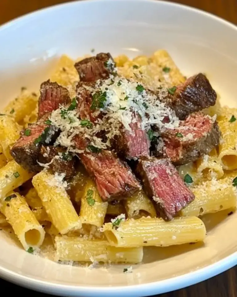 Garlic Parmesan Steak Pasta