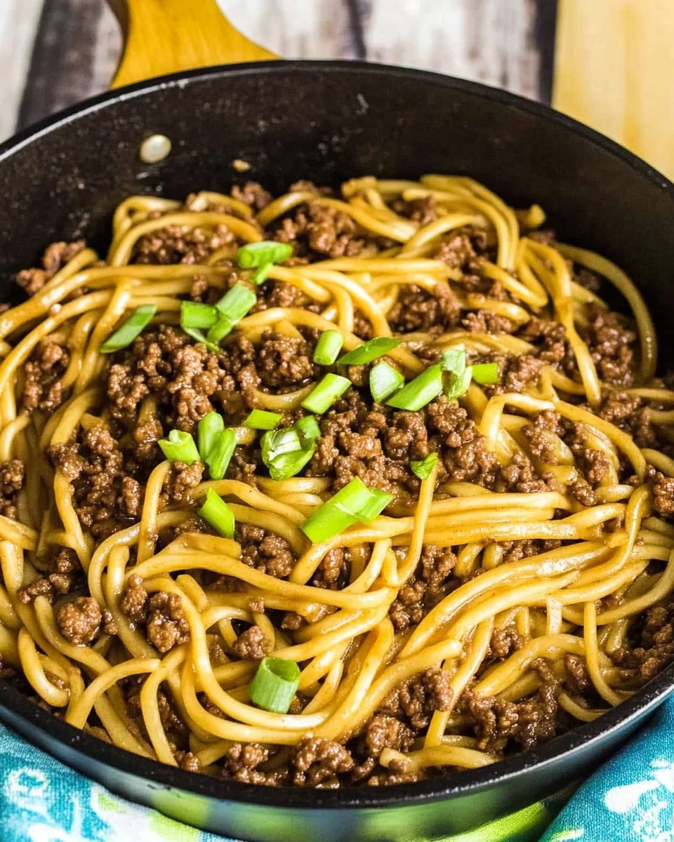 Ground Beef Mongolian Noodles