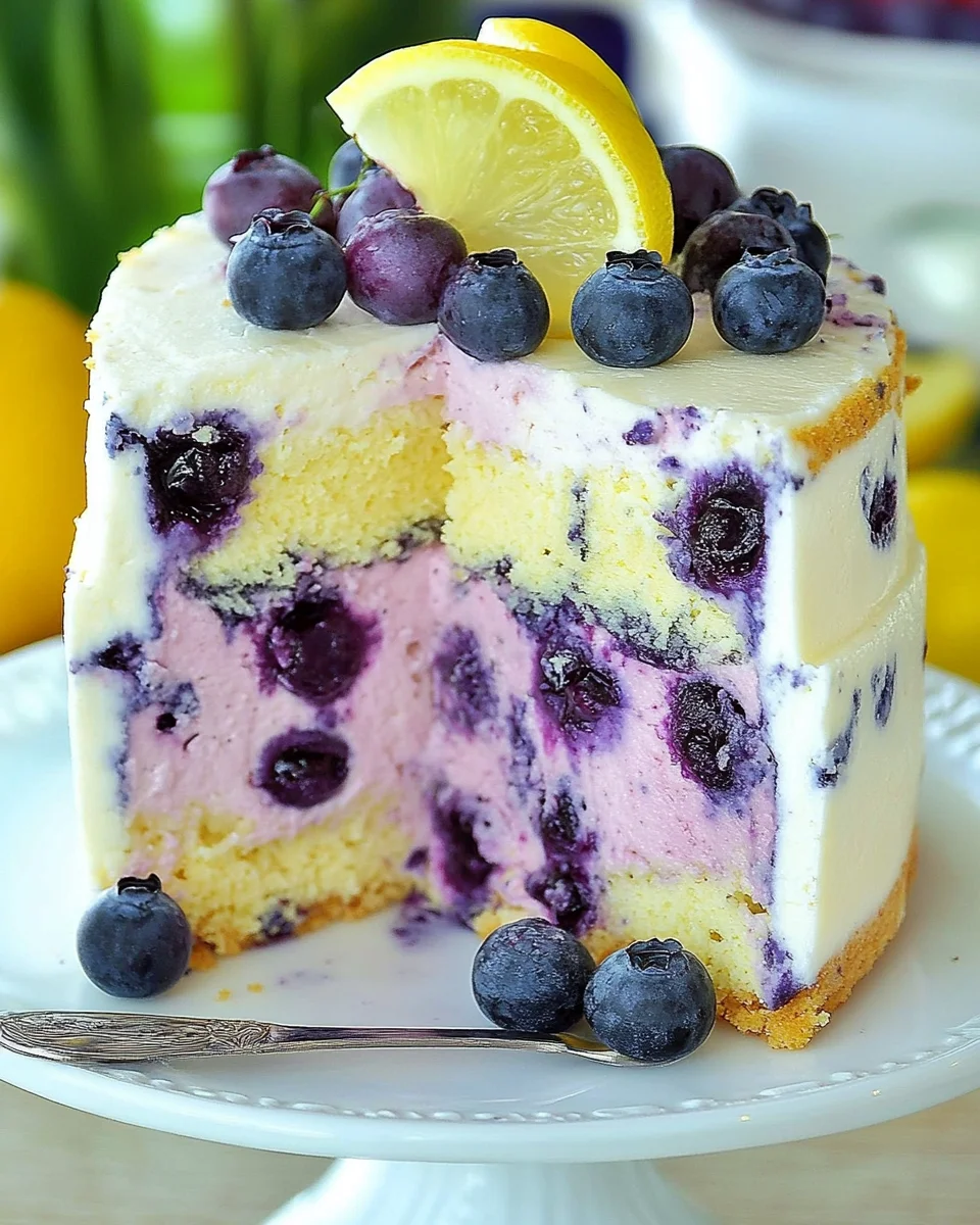 Lemon Blueberry Cheesecake Cake Lemon