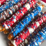 4th of July Chocolate Covered Pretzel Rods