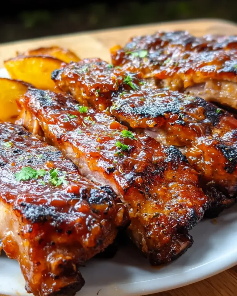 Baby Back Ribs with Balsamic-Peach BBQ Sauce