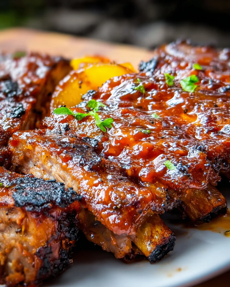 Baby Back Ribs with Balsamic-Peach BBQ Sauce Baby