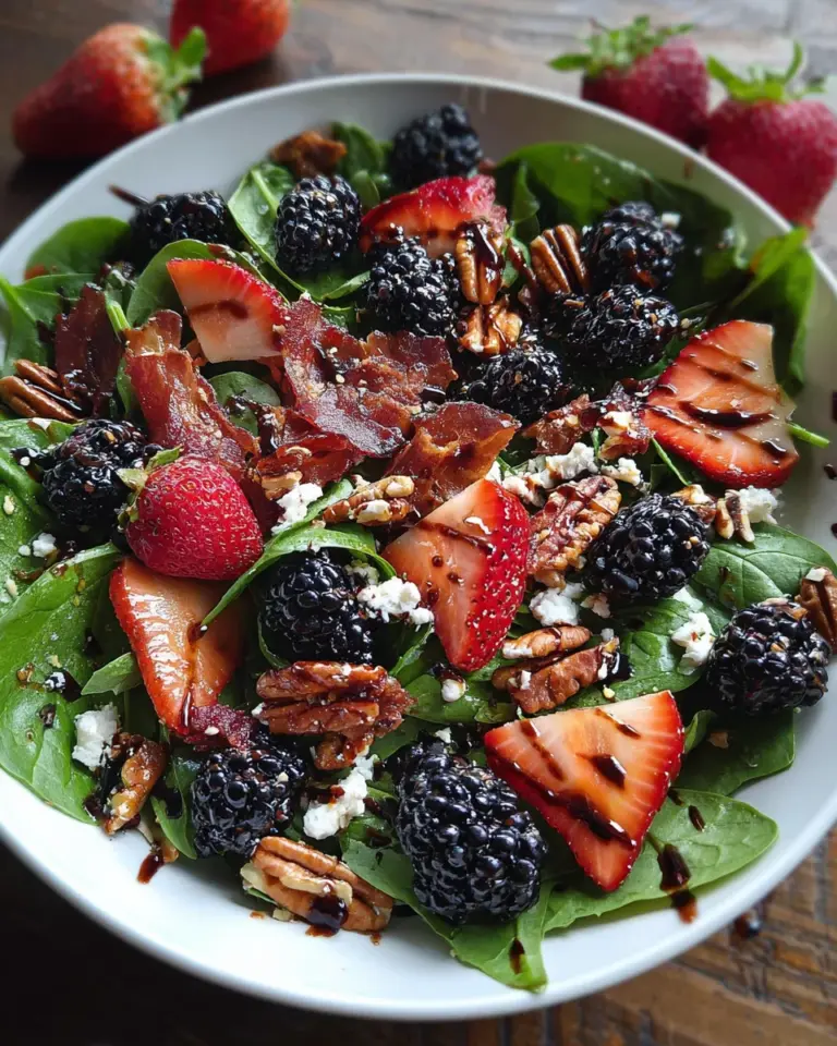 Berry Spinach Salad With Pecans, Feta, And Balsamic Glaze