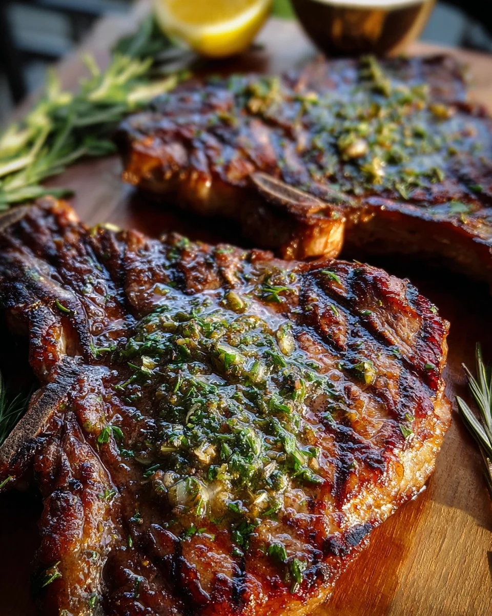 Grilled Flank Steak with Lemon-Herb Sauce Grilled
