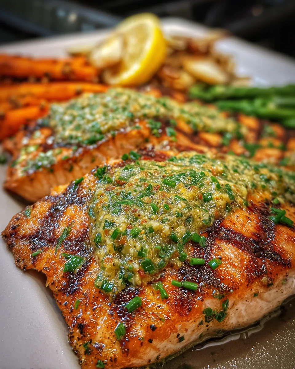 Grilled Salmon with Mustard-Herb Butter Grilled
