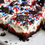 No Bake Fireworks Oreo Cheesecake bars