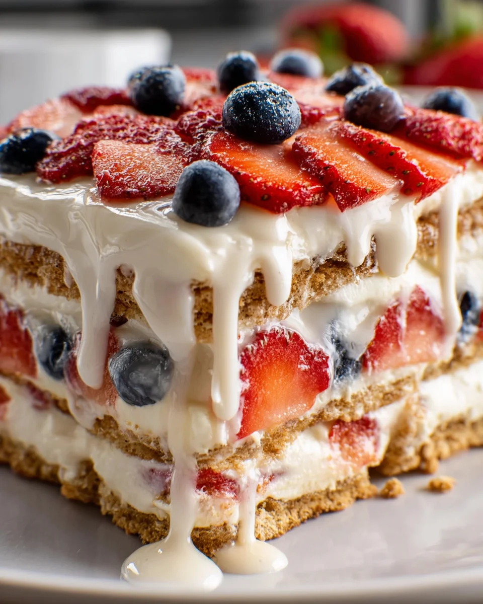 No Bake Icebox Cake with Summer Berries No