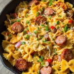 One Pan Cheesy Smoked Sausage & Pasta