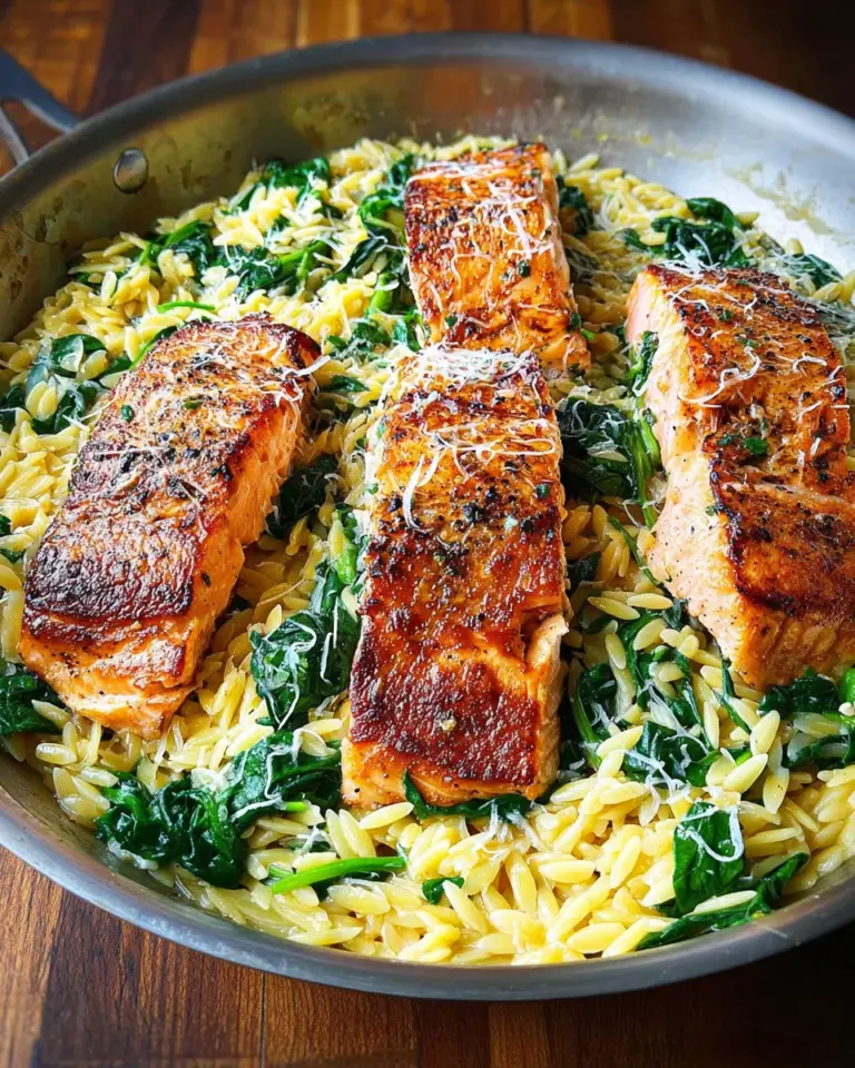 One Skillet Salmon With Lemon Orzo