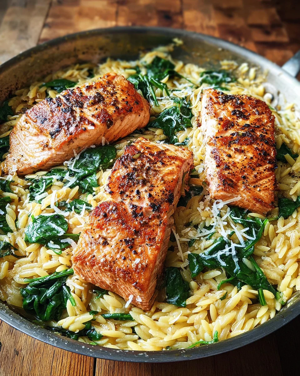 One Skillet Salmon With Lemon Orzo One