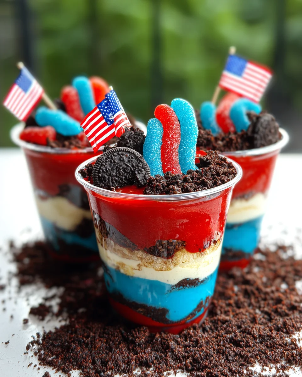 Red, White and Blue Dirt Cups Red,