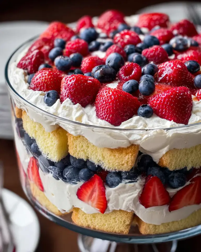 Red, White and Blue Strawberry Shortcake Trifle