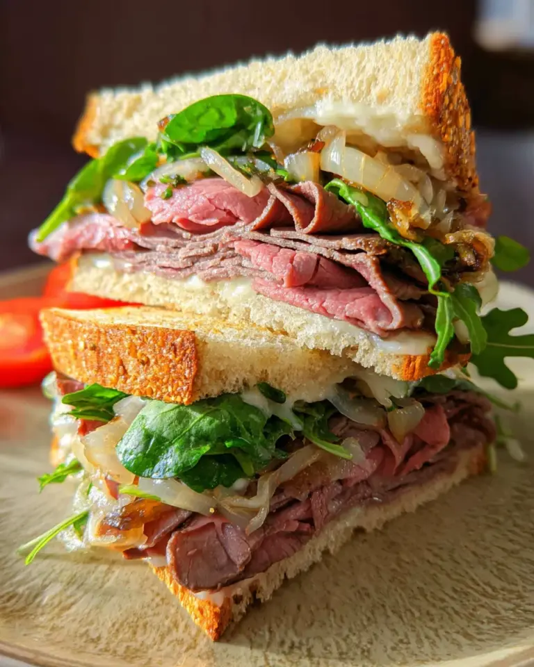 Roast Beef Sandwiches with Lettuce and Onions