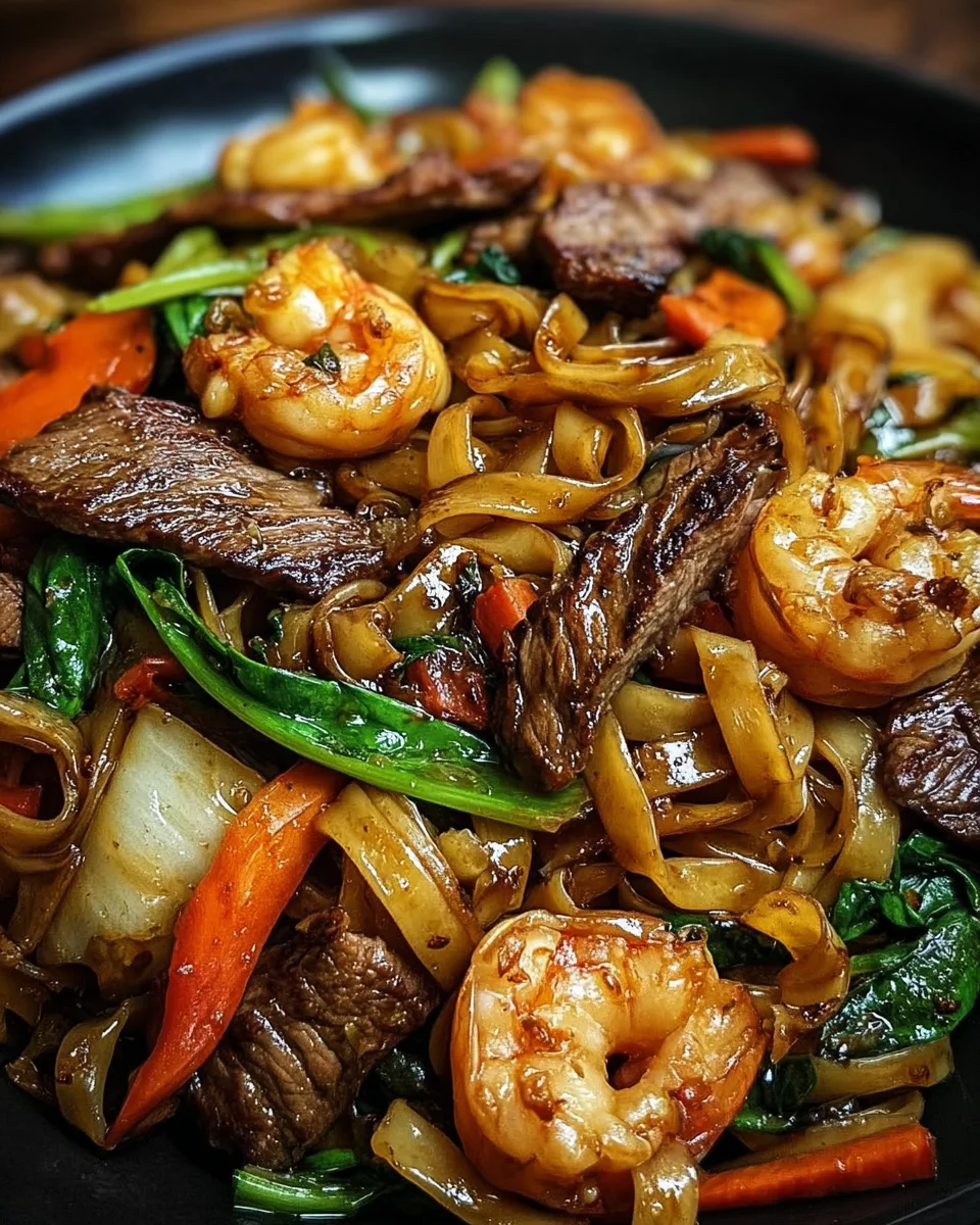 Steak & Shrimp Stir-Fried Noodles Steak