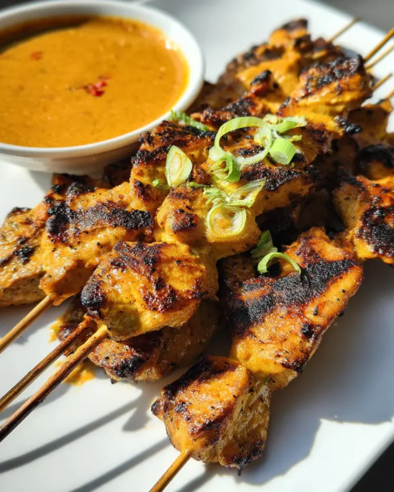 Thai Chicken Satay with Spicy Peanut Dipping Sauce