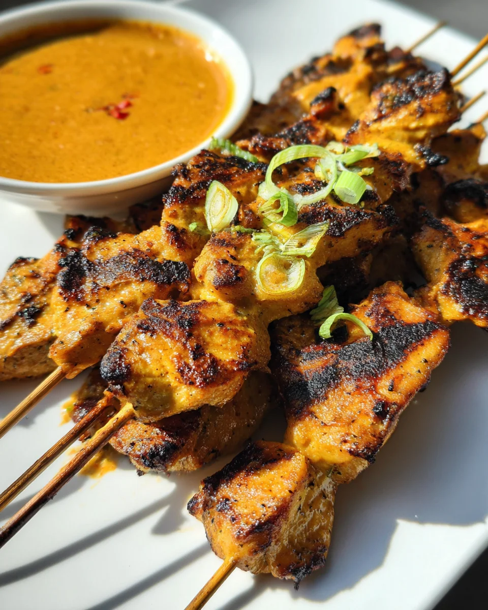 Thai Chicken Satay with Spicy Peanut Dipping Sauce