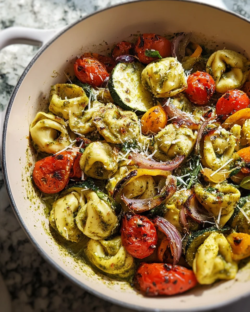 Tortellini with Pesto and Roasted Veggies