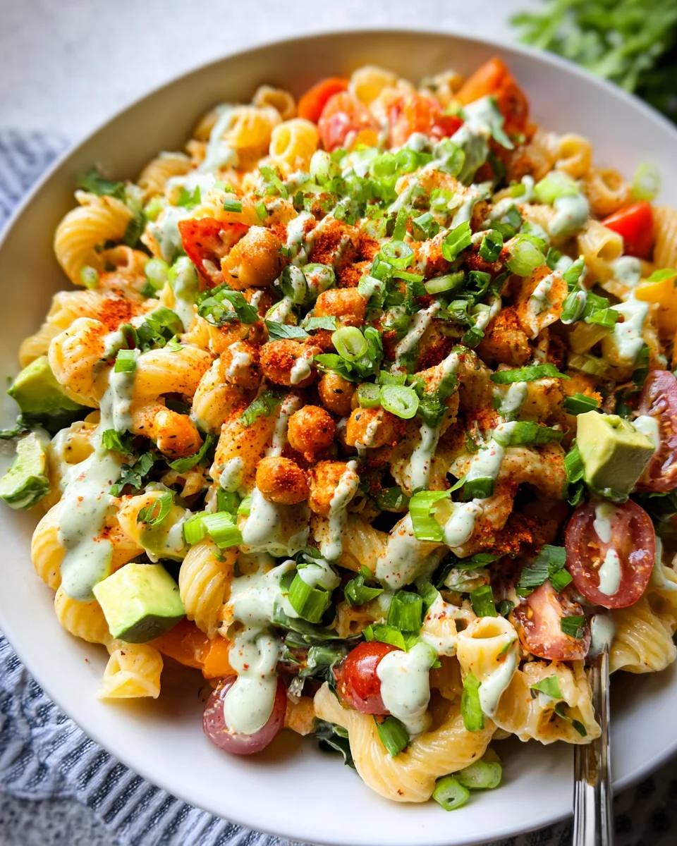 Buffalo Chickpea Pasta Salad