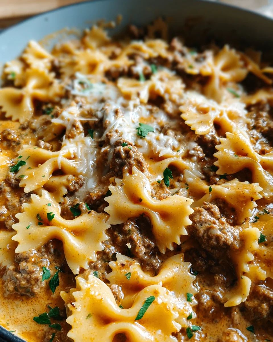 Cheesy Beef and Bowtie Pasta in Garlic Butter 18 Cheesy Beef and Bowtie Pasta in Garlic Butter
