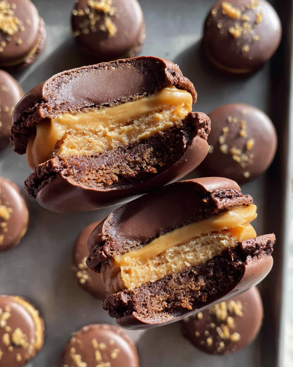 Chocolate Peanut Butter Macarons
