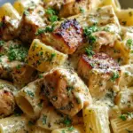 Creamy Garlic Butter Chicken and Rigatoni in Parmesan Sauce