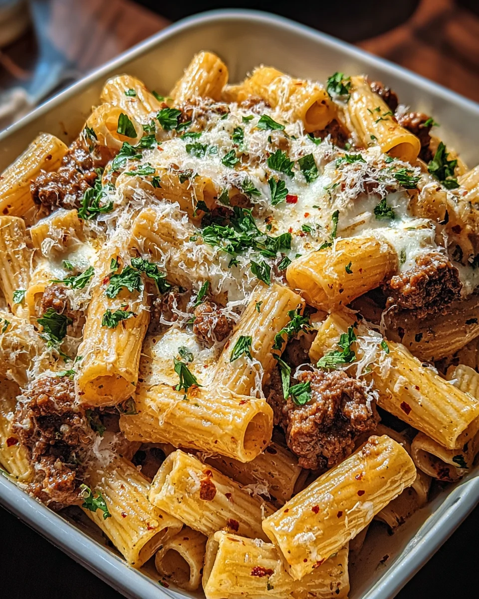 Creamy Parmesan Beef Rigatoni 24 Creamy