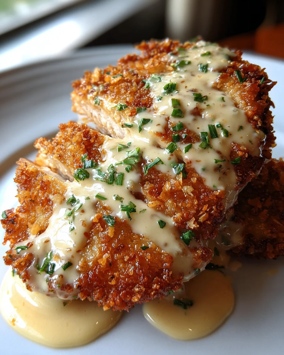 Crispy Parmesan Chicken with a Rich Garlic Sauce