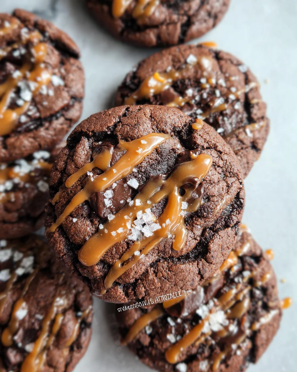 Double Chocolate Salted Caramel Cookies