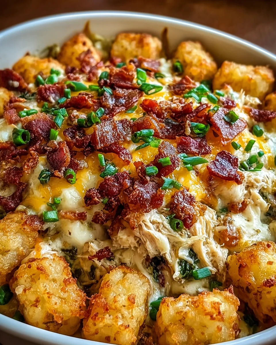 Easy Chicken Bacon Ranch Tater Tot Casserole