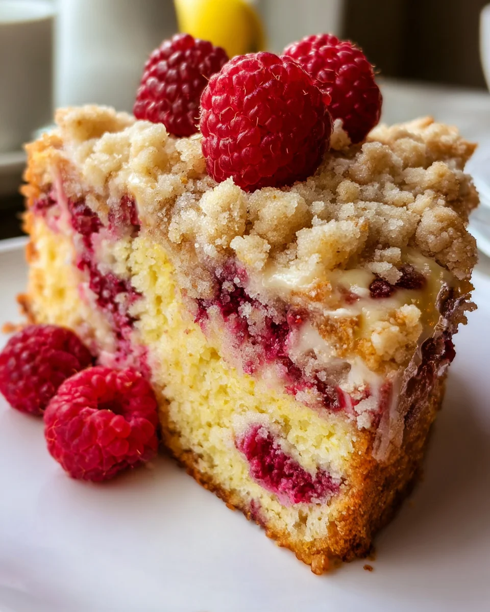 Easy Lemon Raspberry Cake with Crumb Topping