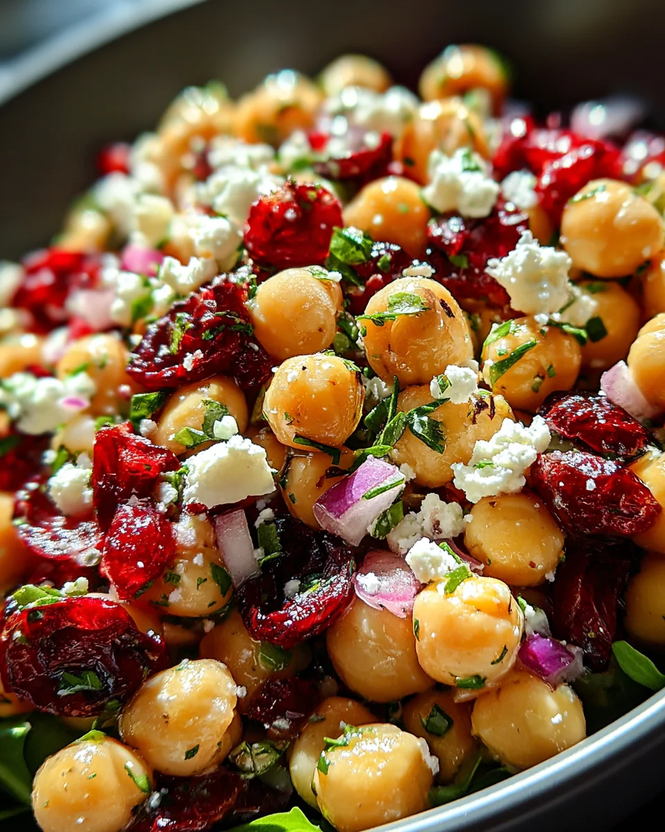 Feta & Cranberry Chickpeas with Lemon Vinaigrette
