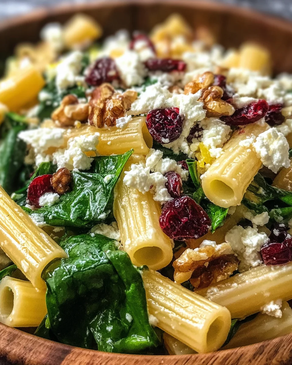 Feta & Cranberry Rigatoni Salad with Lemon Vinaigrette