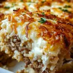 French Onion Ground Beef and Rice Casserole