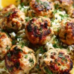 Greek Chicken Meatballs with Lemon Orzo