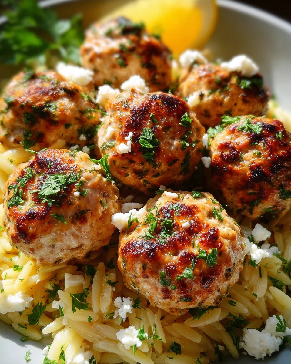 Greek Chicken Meatballs with Lemon Orzo 21 Greek